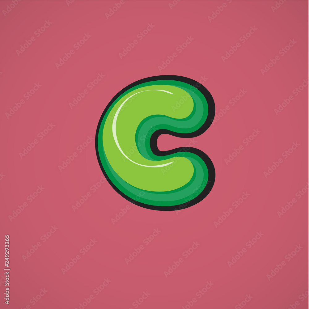Green comic character from a fontset, vector illustration Green comic character from a fontset, vector illustration