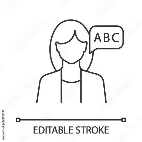 Foreign language teacher linear icon