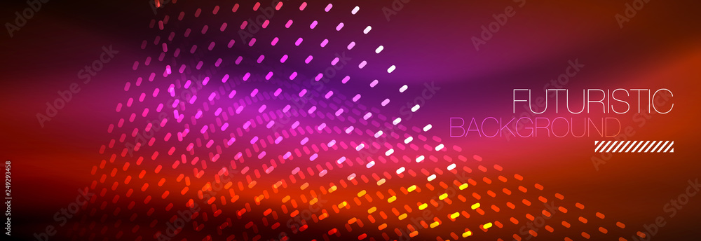 Glowing light particles in dark neon space, magic glow shiny abstract background Glowing light particles in dark neon space, magic glow shiny abstract background