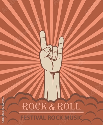 Illustrative poster in vintage style. Rock Music Festival Advertising