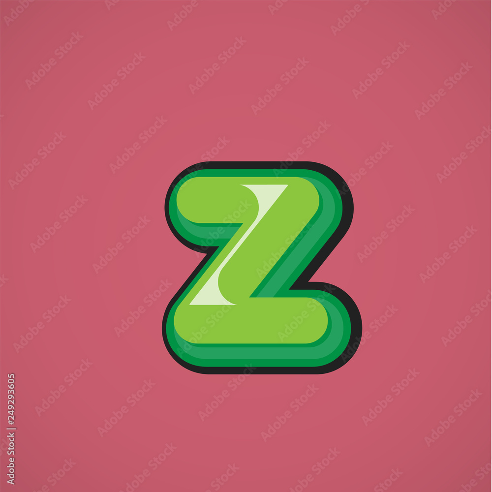 Green comic character from a fontset, vector illustration Green comic character from a fontset, vector illustration