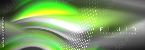 Fluid colors mixing glowing neon wave background, holographic texture