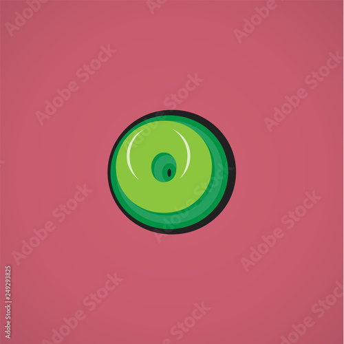 Green comic character from a fontset, vector illustration