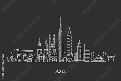 Asia skyline. Travel and tourism background.