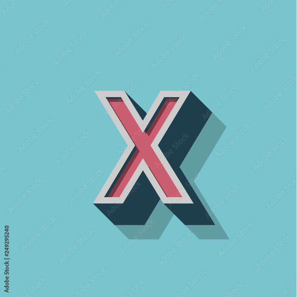 Fototapeta premium Retro 3D character from a fontset, vector illustration