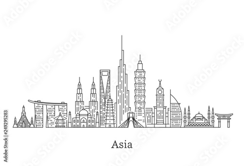 Asia skyline. Travel and tourism background.