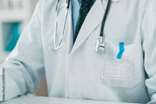 Detail of White Doctor  Uniform with  Stethoscope