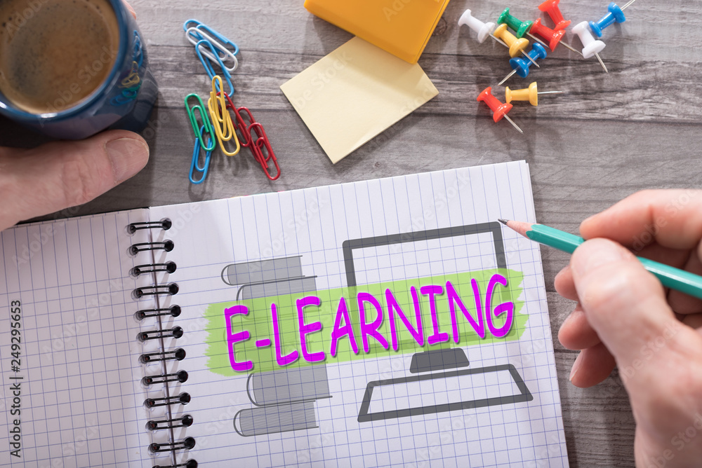 E-learning concept on a notepad E-learning concept on a notepad