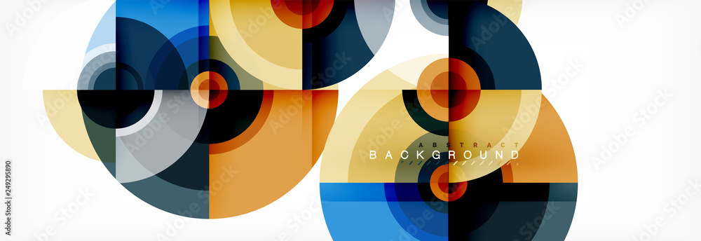 Fototapeta premium Flying circles geometric abstract background