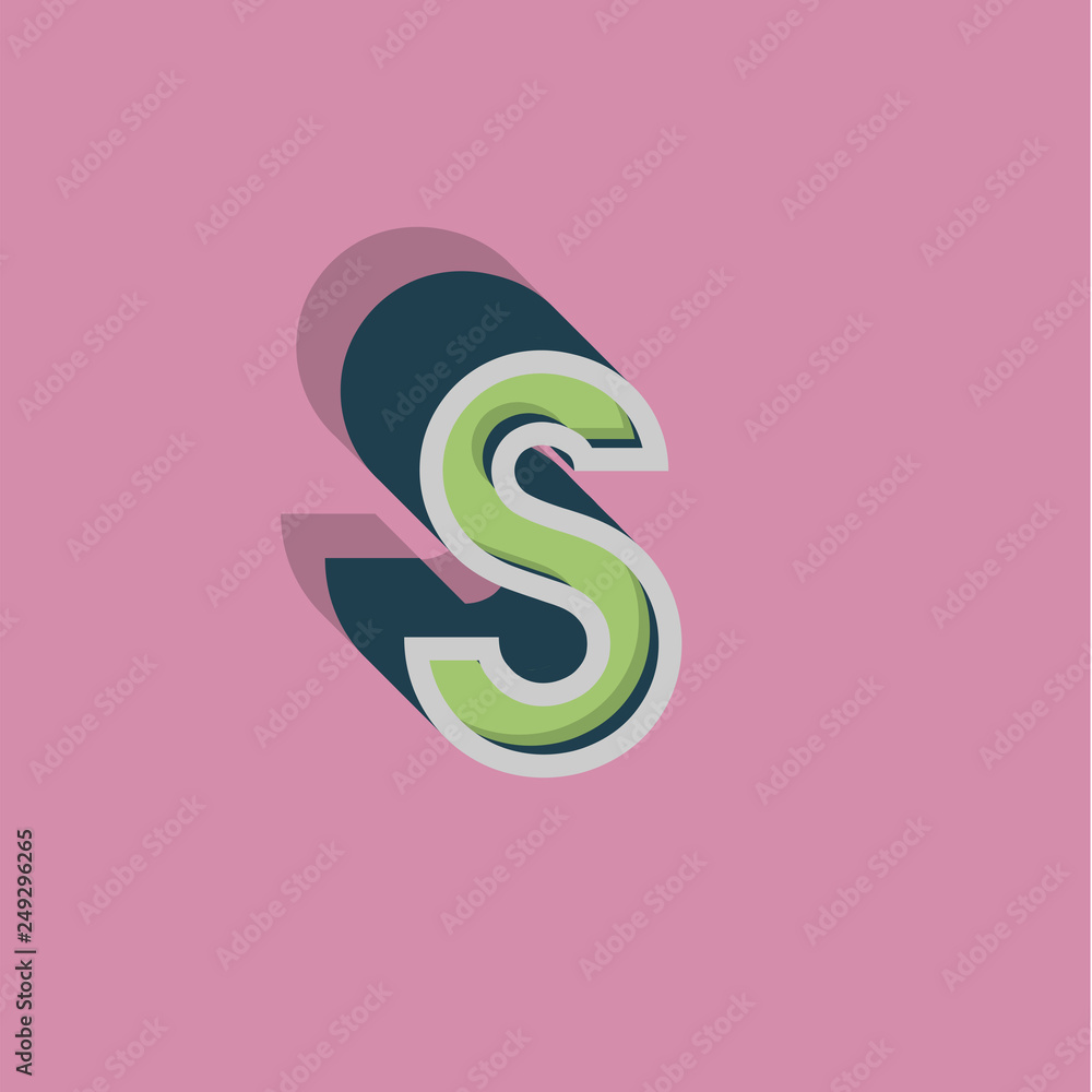 Retro 3D character from a fontset, vector illustration Retro 3D character from a fontset, vector illustration