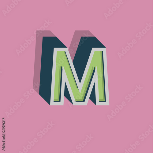 Retro 3D character from a fontset, vector illustration