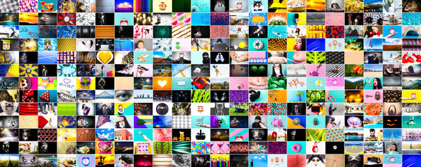 a wall of images, a collage of colorful stock photos on various topics, web background