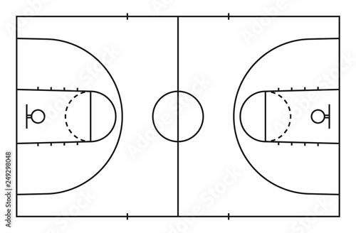 Basketball court floor with line for background. Basketball field. Vector.