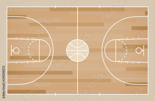Basketball court floor with line on wood pattern texture background. Basketball field. Vector. © Lifestyle Graphic