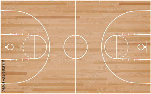 Basketball court floor with line on wood pattern texture background. Basketball field. Vector. © Lifestyle Graphic