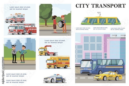 Flat City Transport Infographic Template