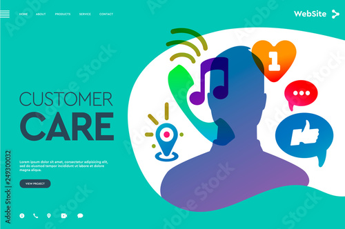 Web page design templates for User Support Service, Call Center, Customer Care Service. Modern vector illustration concept for website and mobile website development.