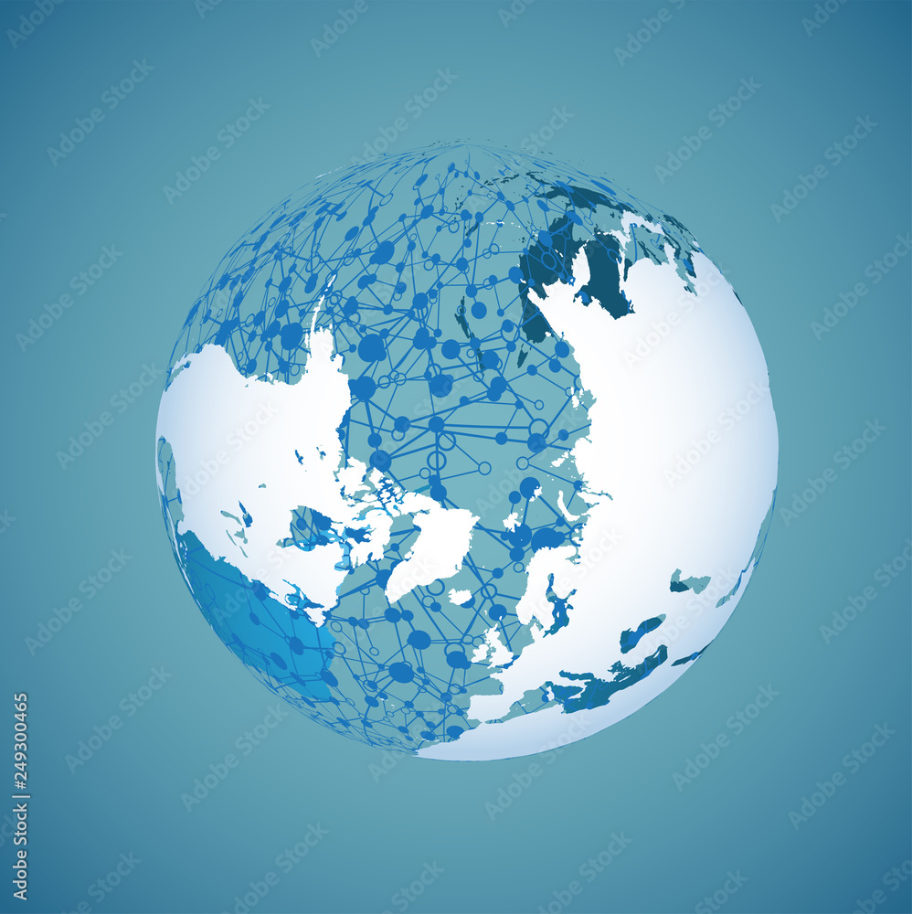 Obraz premium World globe on a blue background, vector illustration