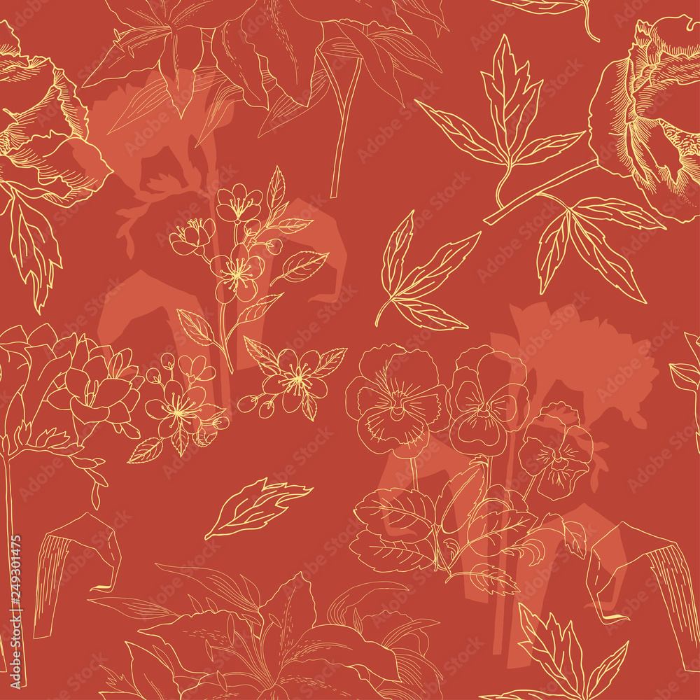Seamless Pattern with Flowers Sketches Seamless Pattern with Flowers Sketches