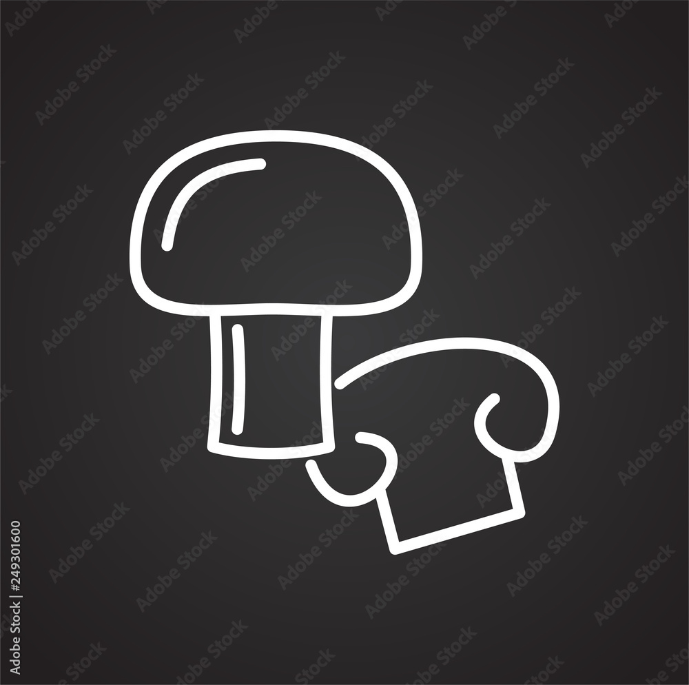 Mushroom line icon on black background for graphic and web design, Modern simple vector sign. Internet concept. Trendy symbol for website design web button or mobile app Mushroom line icon on black background for graphic and web design, Modern simple vector sign. Internet concept. Trendy symbol for website design web button or mobile app