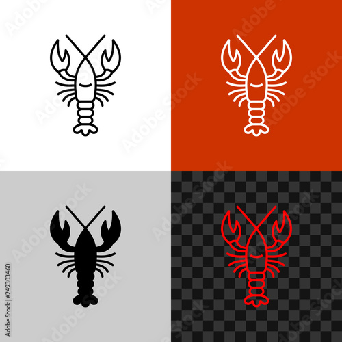 Lobster icon. Simple line lobster or crayfish.