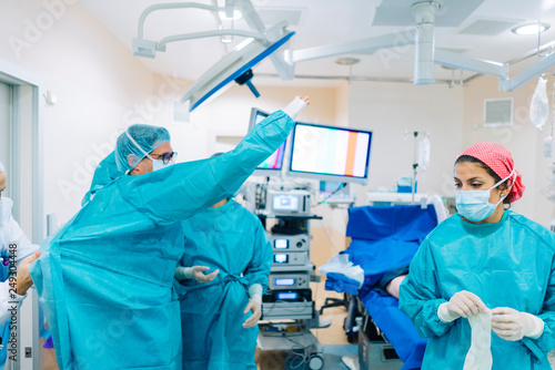 Team of surgeons operating in the hospital