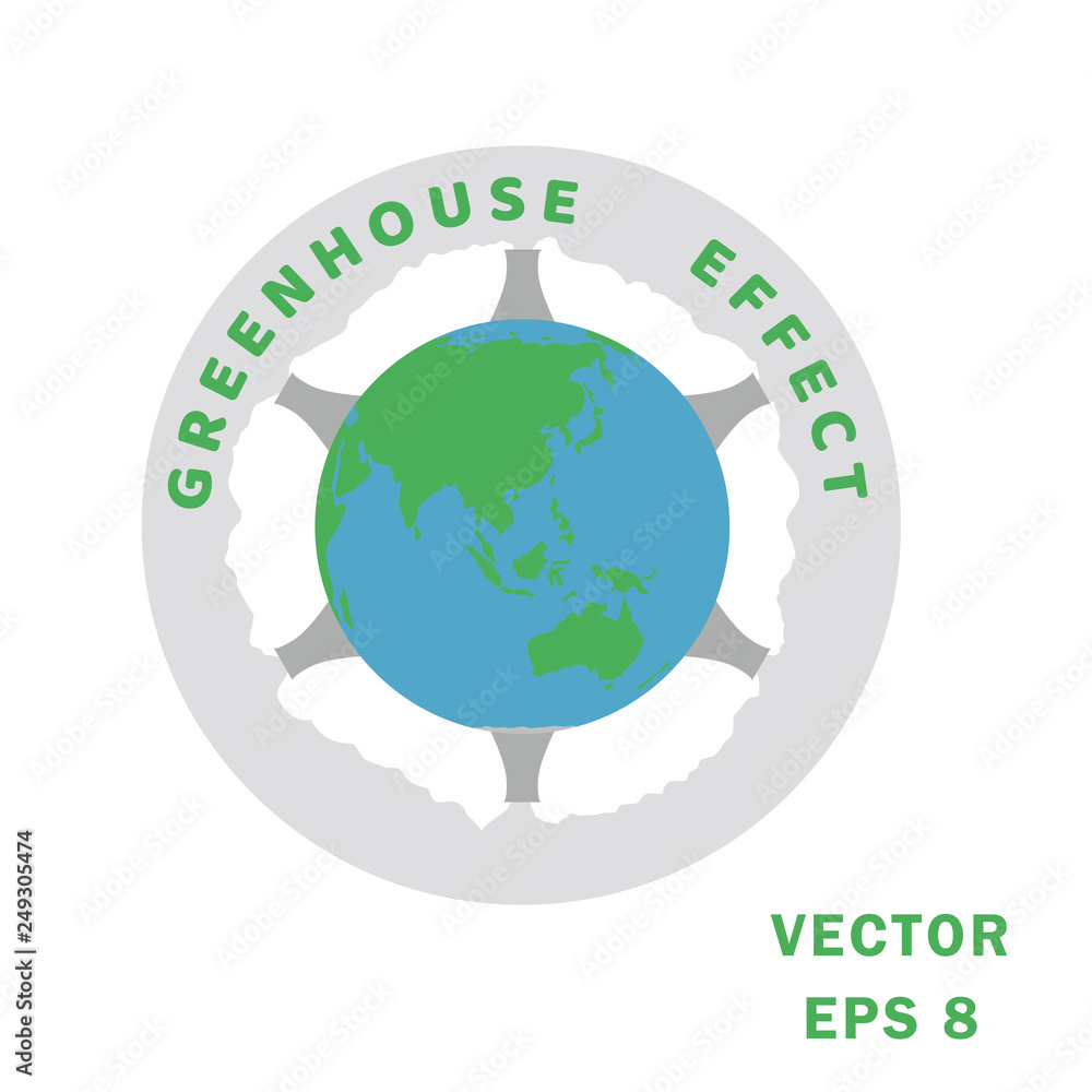 Icon environmental ecological problem of global warming greenhouse effect and pollution vector illustration