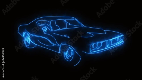 Blue Burning Muscle Car Animated Logo Element with Reveal Effect