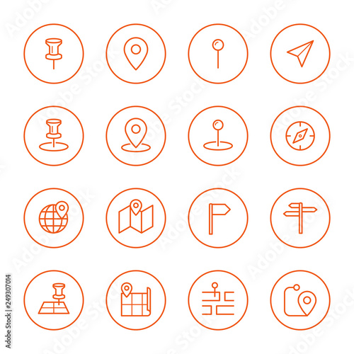 Landkarte, Navigation, Markierung Icon Sammlung