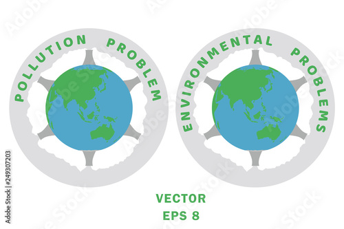Icon environmental ecological problem of global warming and pollution vector illustration