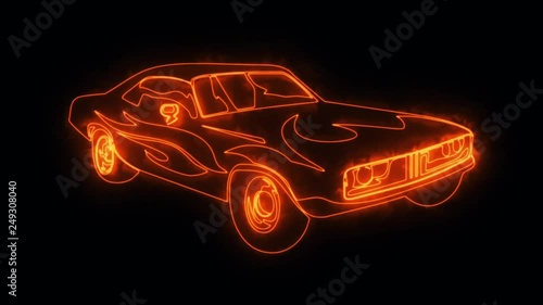 Orange Burning Muscle Car Animated Logo Loop Graphic Element