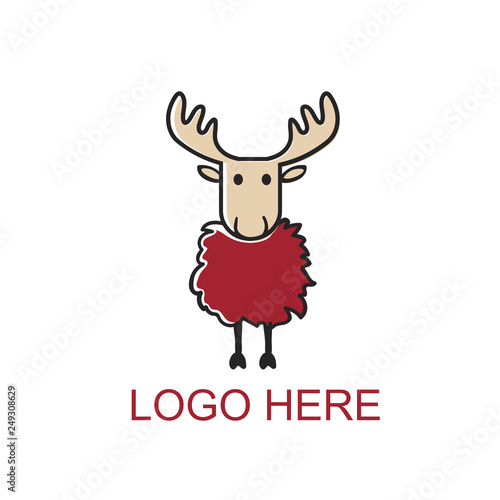 Moose line logo vector outline. Red Elk. Trade mark badge label with deer. Authentic quality apparel graphics