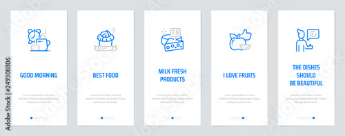 Good morning, Best food, Milk fresh products, I love fruits, The dishes should be beautiful, the rest is not important Vertical Cards with strong metaphors.