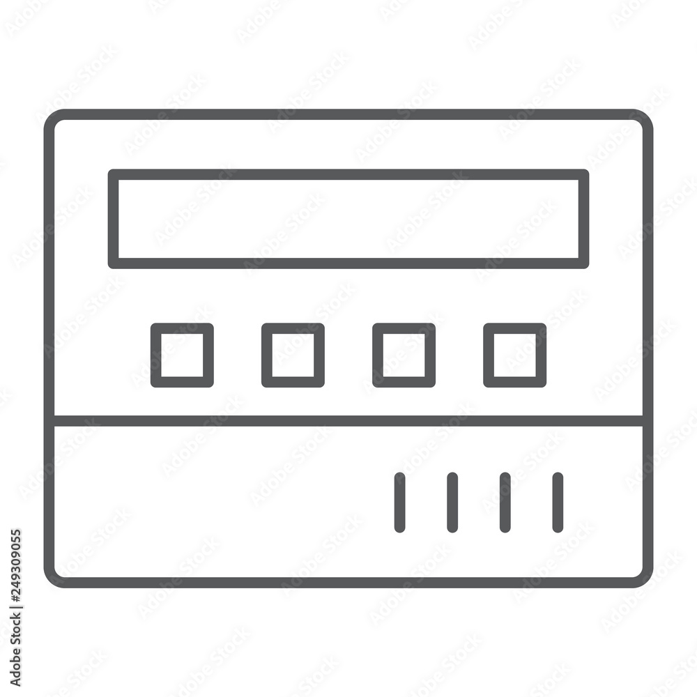 Taximeter thin line icon, taxi and service, carsharing sign, vector graphics, a linear pattern on a white background. Taximeter thin line icon, taxi and service, carsharing sign, vector graphics, a linear pattern on a white background.