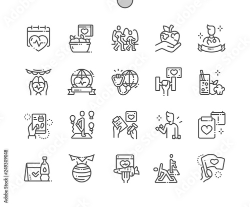World Health Day Well-crafted Pixel Perfect Vector Thin Line Icons 30 2x Grid for Web Graphics and Apps. Simple Minimal Pictogram
