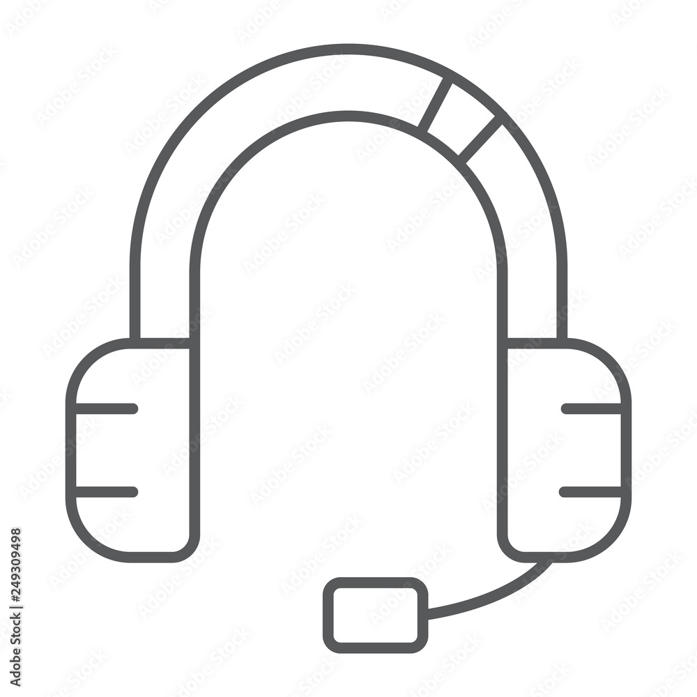 Customer service thin line icon, support and service, headset sign, vector graphics, a linear pattern on a white background. Customer service thin line icon, support and service, headset sign, vector graphics, a linear pattern on a white background.