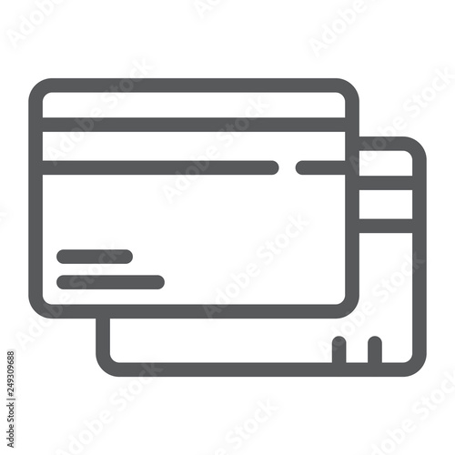 Credit card line icon, finance and pay, plastic card sign, vector graphics, a linear pattern on a white background.