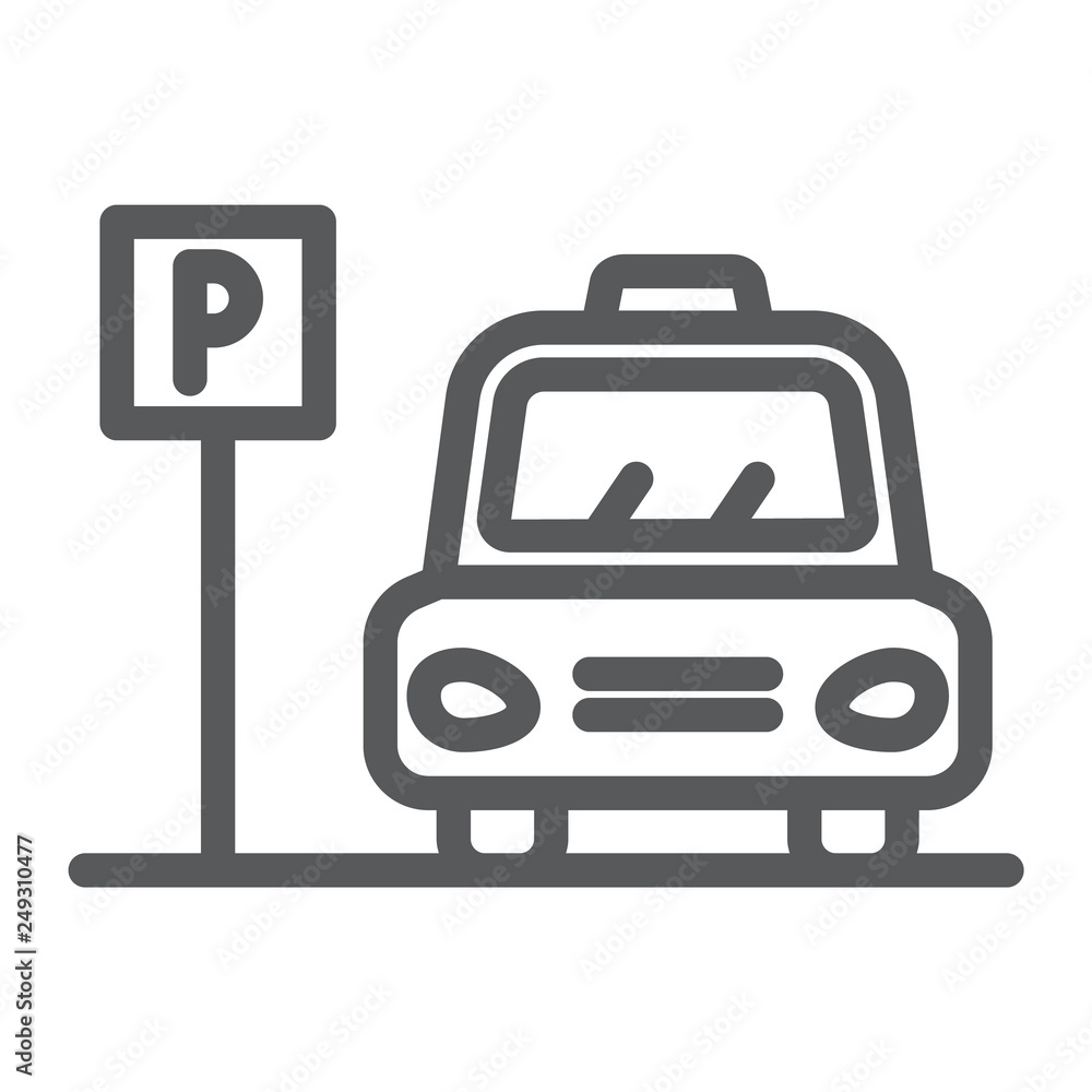 Parking line icon, auto and place, car zone sign, vector graphics, a linear pattern on a white background. Parking line icon, auto and place, car zone sign, vector graphics, a linear pattern on a white background.