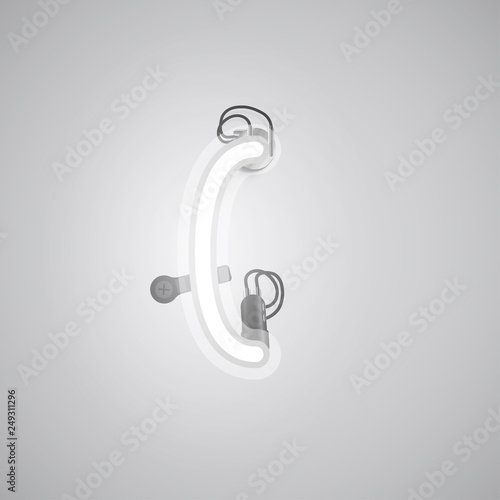 Wallpaper Mural Gray realistic neon character with wires and console from a fontset, vector illustration Torontodigital.ca