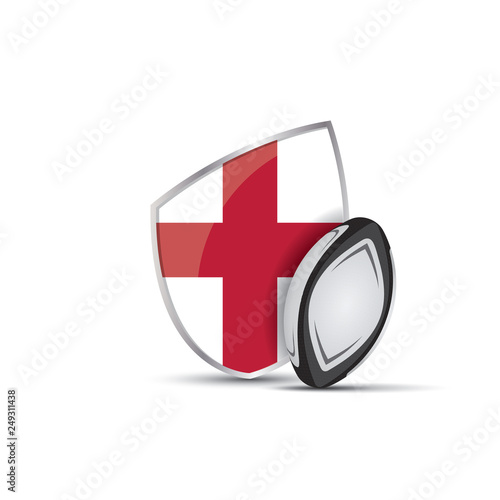 England rugby shield with rugby ball