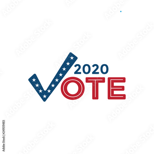 Voting 2020 Icon with Vote, Government, & Patriotic Symbolism and Colors