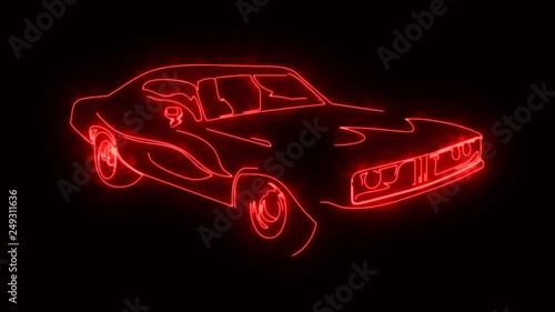 Red Burning Muscle Car Animated Logo Element with Reveal Effect