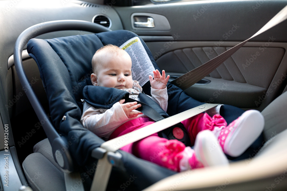 Baby little girl going for a safe drive Baby little girl going for a safe drive