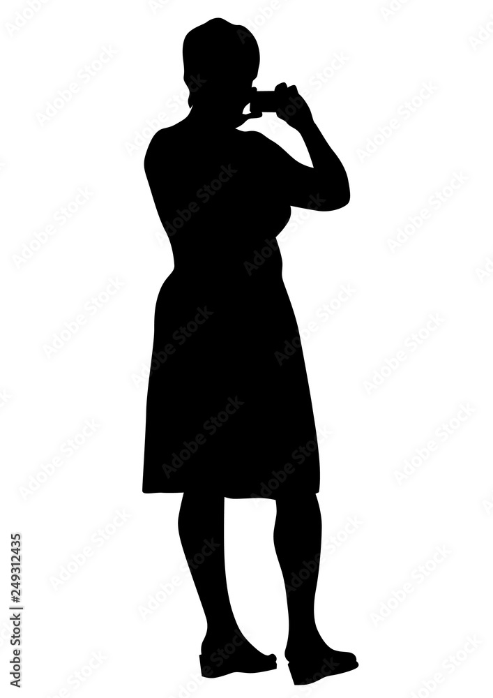 Women with photo camera on white background Women with photo camera on white background