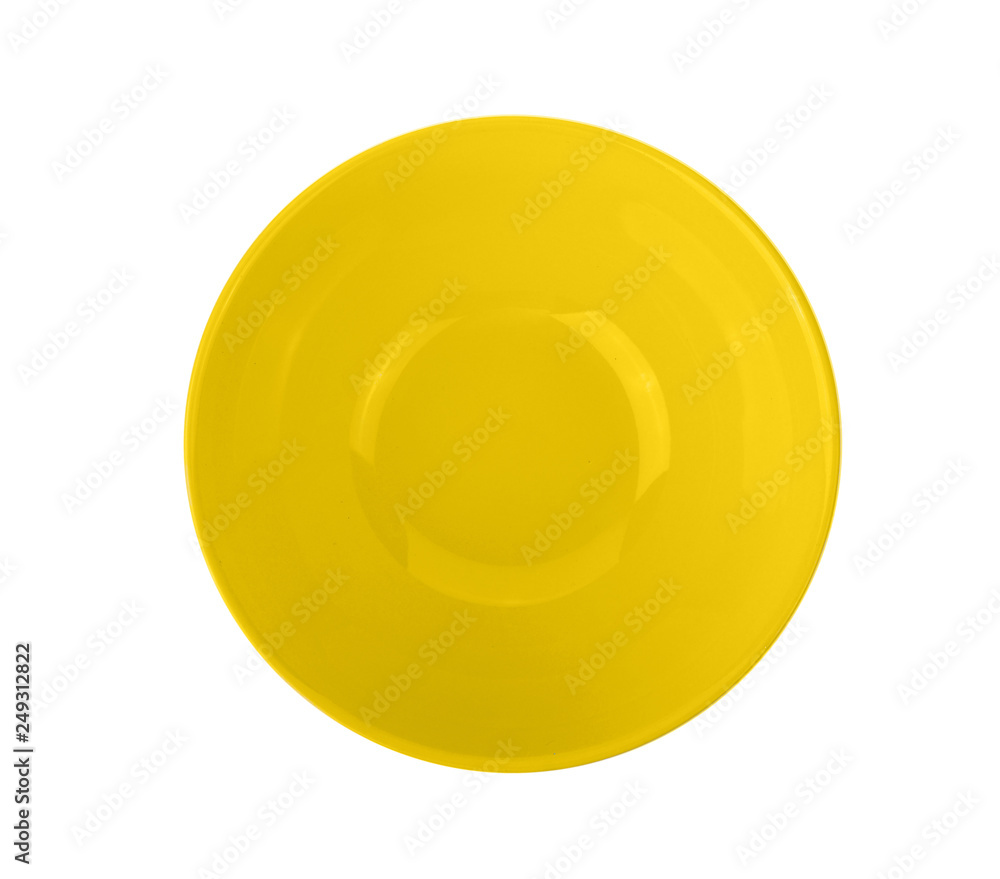 yellow ceramics bowl isolated on white background. yellow ceramics bowl isolated on white background.