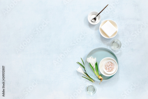 Spring spa background, top view