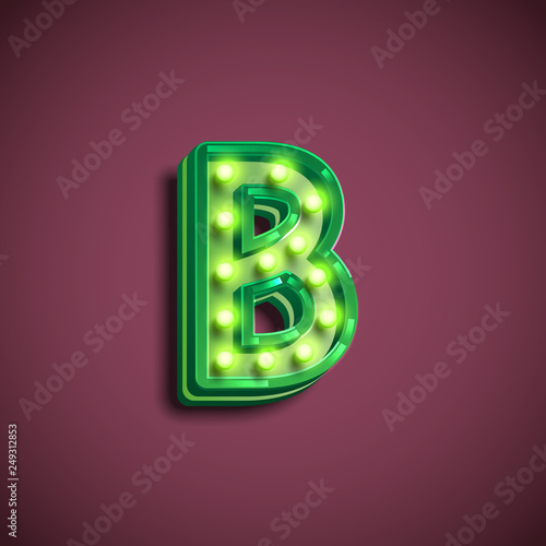 'Broadway' character with lamps from a fontset, vector illustration