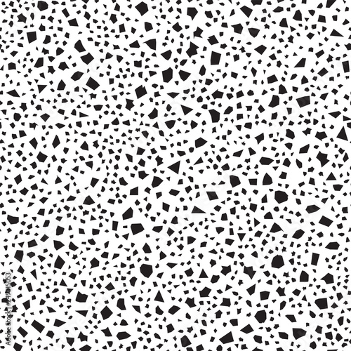 Dense monochrome seamless mosaic or Italian terrazzo texture. Vector.