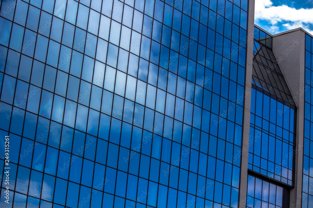 Blue glass business building Blue glass business building