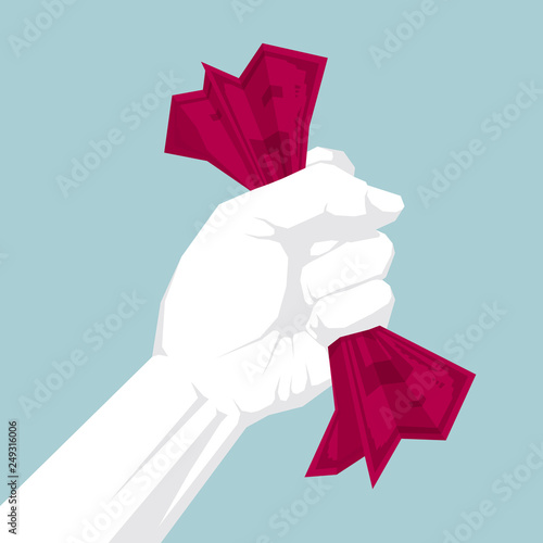 Hand holding dollar banknotes.Isolated on blue background.